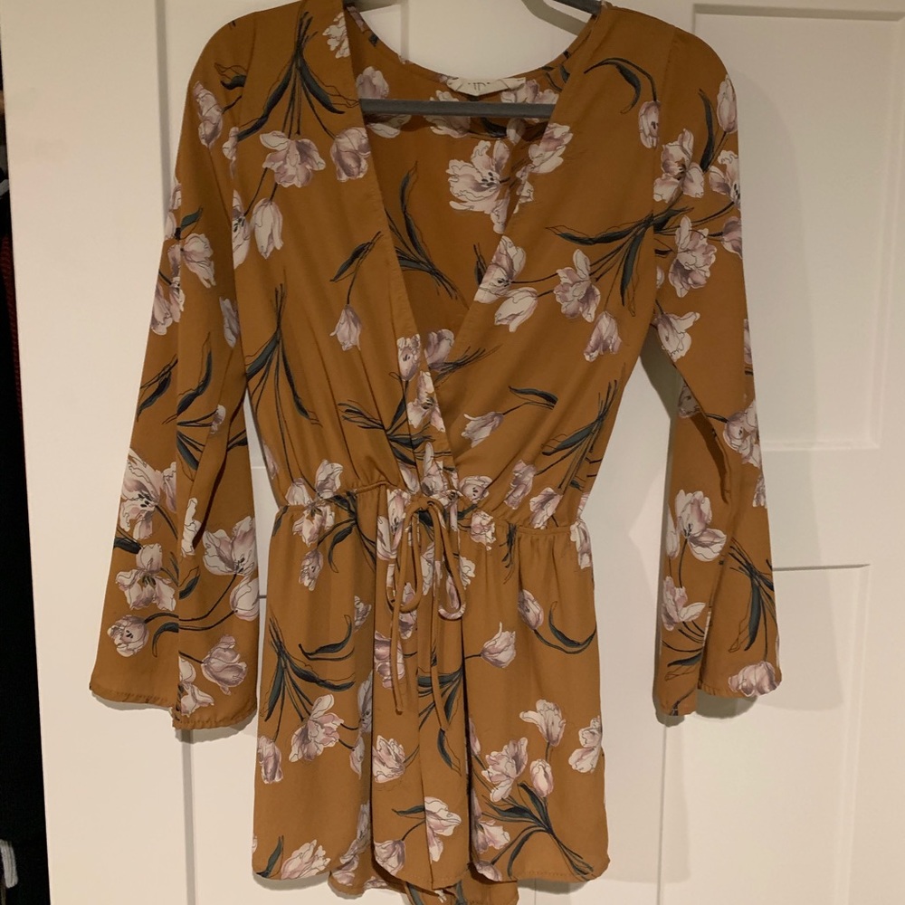 Audrey 3 + 1 rust colored floral romper
